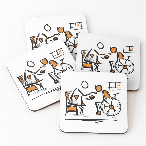 Item preview, Nursing Assistant feeds a nursing house resident. Man in a Wheelchair. Caregivers. CNA. designed and sold by funnycolors.