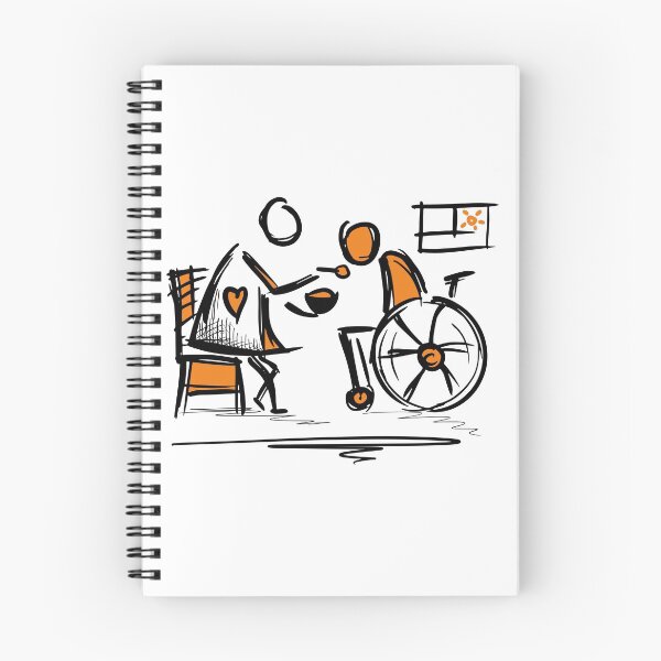 Item preview, Nursing Assistant feeds a nursing house resident. Man in a Wheelchair. Caregivers. CNA. designed and sold by funnycolors.