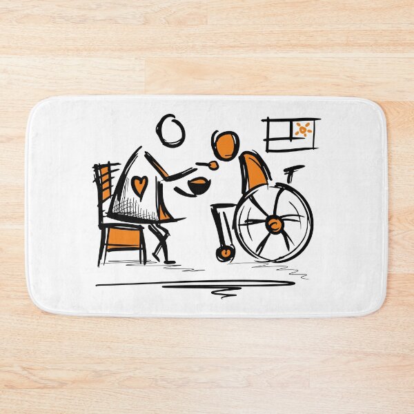 Item preview, Nursing Assistant feeds a nursing house resident. Man in a Wheelchair. Caregivers. CNA. designed and sold by funnycolors.