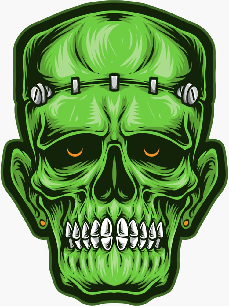 Frankenstein monster green head skull | Perfect Gift|Frankenstein | Sticker