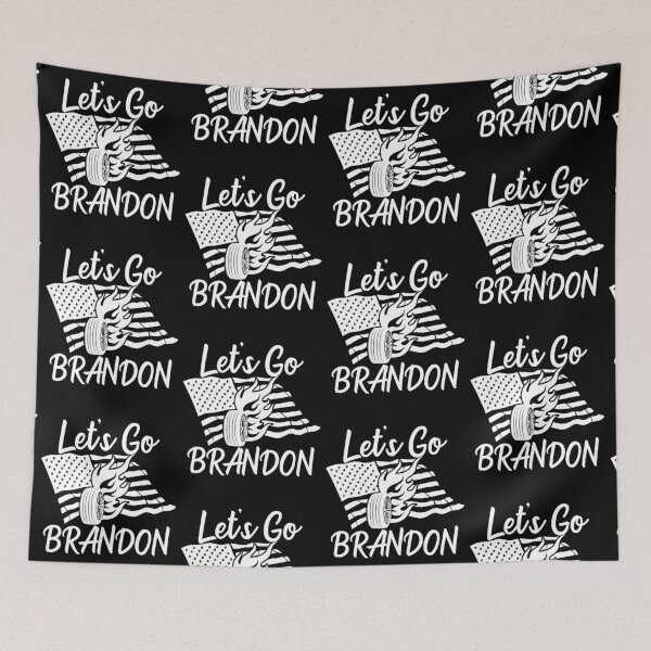 Item preview, Let's Go Brandon US Flag and Tire with Flames Funny Chant designed and sold by CharJens.