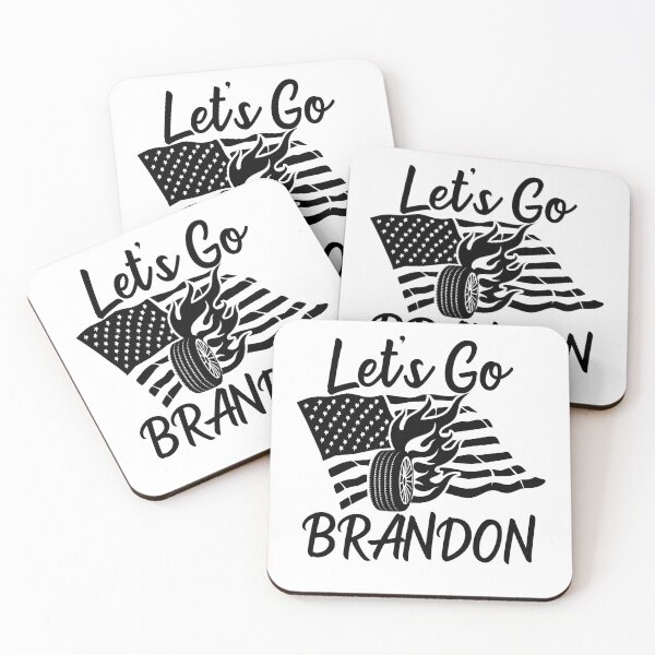 Item preview, Let's Go Brandon US Flag and Tire with Flames Funny Chant designed and sold by CharJens.