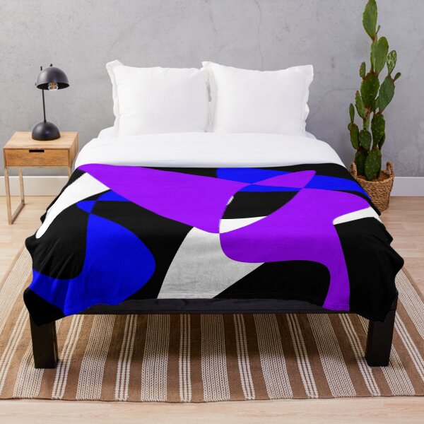 Aperçu de l'œuvre Art abstrait noir, blanc, violet et bleu créée et vendue par ru2tymachine15.