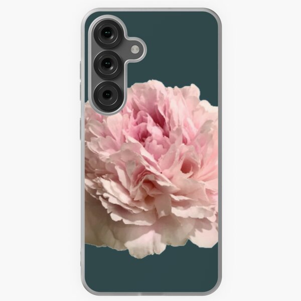 Item preview, Pale Pink Peony on Dark Teal Background designed and sold by InalterataArt.