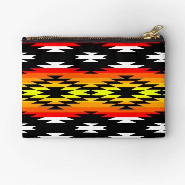 White / Fire Geometric Native American Art Print Zipper Pouch