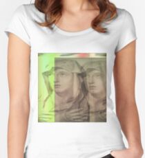 Virgin Mary Glitch Art Women's Fitted Scoop T-Shirt