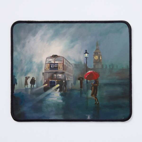 Item preview, London painting rain red umbrella designed and sold by GORDON BRUCE ART.