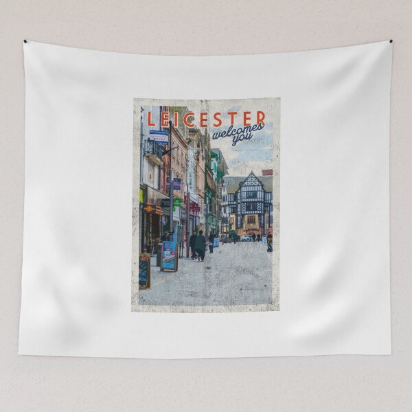 Item preview, Vintage Leicester city travel poster retro cool designed and sold by TheBritishShop.
