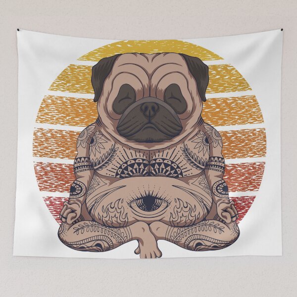 Item preview, Tattooed Pug Dog Yoga Meditation - Yoga Lover designed and sold by AR Studios.