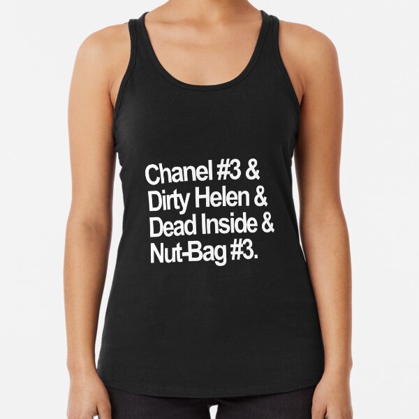 Chanel No 3 Nickanmes-- White Racerback Tank Top