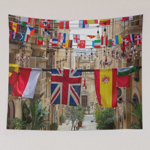 Item preview, Flags of various countries hanging over street designed and sold by lena-maximova.