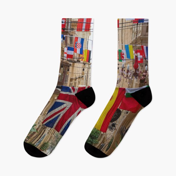 Item preview, Flags of various countries hanging over street designed and sold by lena-maximova.