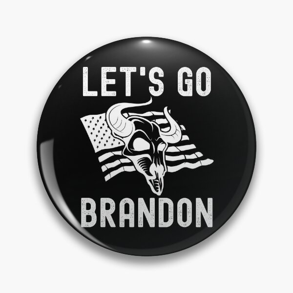 Item preview, Let's Go Brandon US Flag and Bull Horns Skull Funny Chant designed and sold by CharJens.