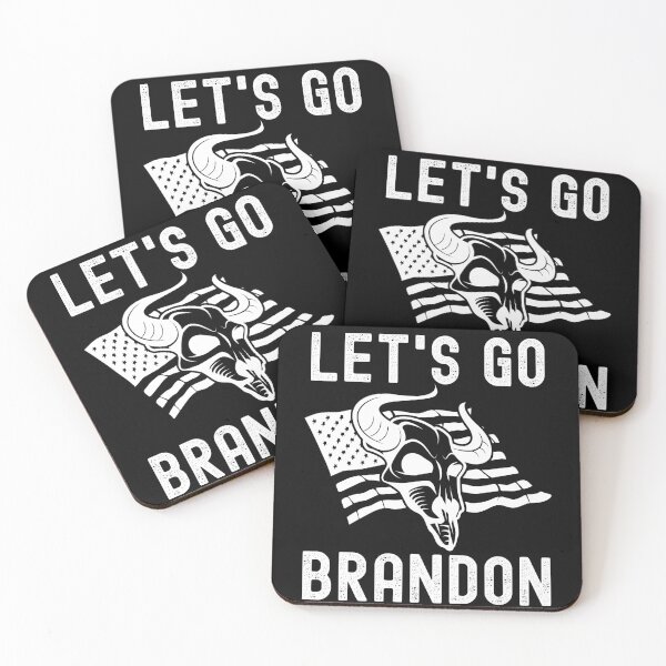 Item preview, Let's Go Brandon US Flag and Bull Horns Skull Funny Chant designed and sold by CharJens.