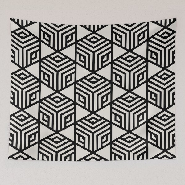 Aperçu de l'œuvre Beige and Black Modern Stripe Cube Tile Pattern Pairs HGTV 2022 Popular Color Alabaster HGSW4031 - Colour Trends - Shade - Hue créée et vendue par ColorOfTheYears.