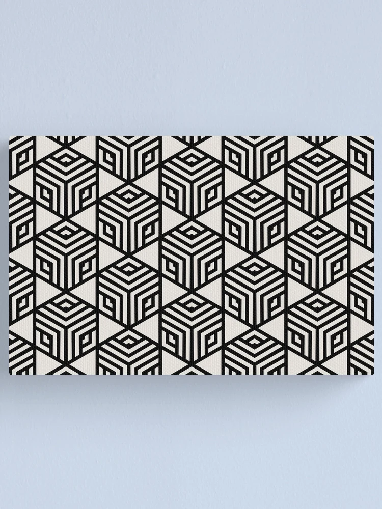 Imagen 1 de 3, Lienzo con la obra Beige and Black Modern Stripe Cube Tile Pattern Pairs HGTV 2022 Popular Color Alabaster HGSW4031 - Colour Trends - Shade - Hue, diseñada y vendida por ColorOfTheYears.