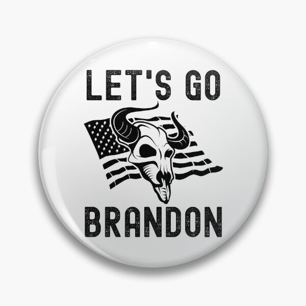 Item preview, Let's Go Brandon US Flag and Bull Horns Skull Funny Chant designed and sold by CharJens.