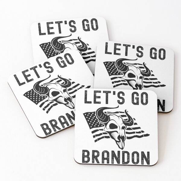 Item preview, Let's Go Brandon US Flag and Bull Horns Skull Funny Chant designed and sold by CharJens.