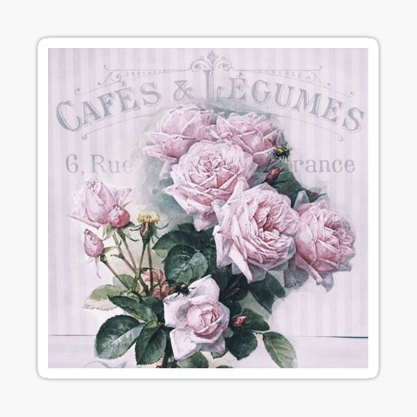 Shabby chic,decoupage,victorian,french chic, Paris,vintage French,belle epoque,pink roses,collage, Sticker