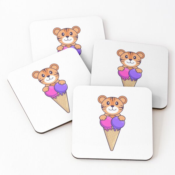 Item preview, Cute tiger with ice cream designed and sold by Stay-Pawsitive.