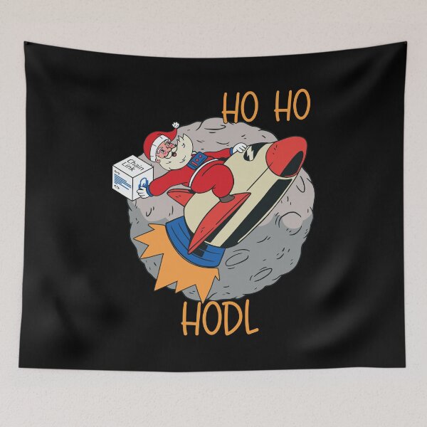 Item preview, Chainlink Santa Taking Bitcoin To The Moon Ho Ho Hodl Cryptocurrency designed and sold by MasterKlaw.