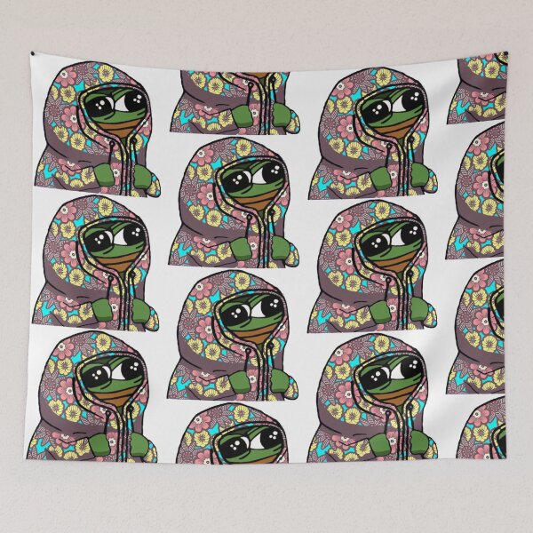 Artikelvorschau, Pepe Peepo in einem Oma-Blumen-Hoodie entworfen und verkauft von Yeriandyeet.