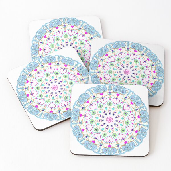 Item preview, ֎ Mandala Medallion ֍ Hearts & Flower & Scribbles - Cute Girls Design designed and sold by Spinning Plates 360.