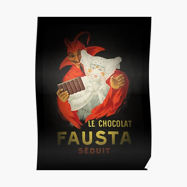 Fausta Chocolat Vintage confectionery Poster reproduction.