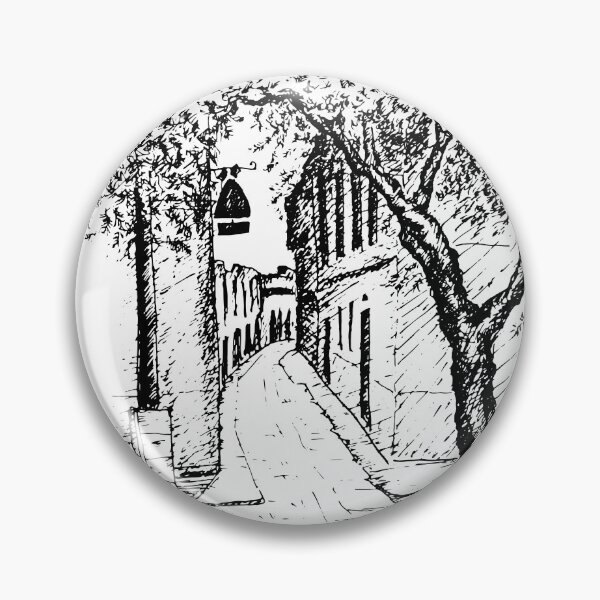 Item preview, Graphic view on old town street, in Spain, with olive tree designed and sold by Osting.