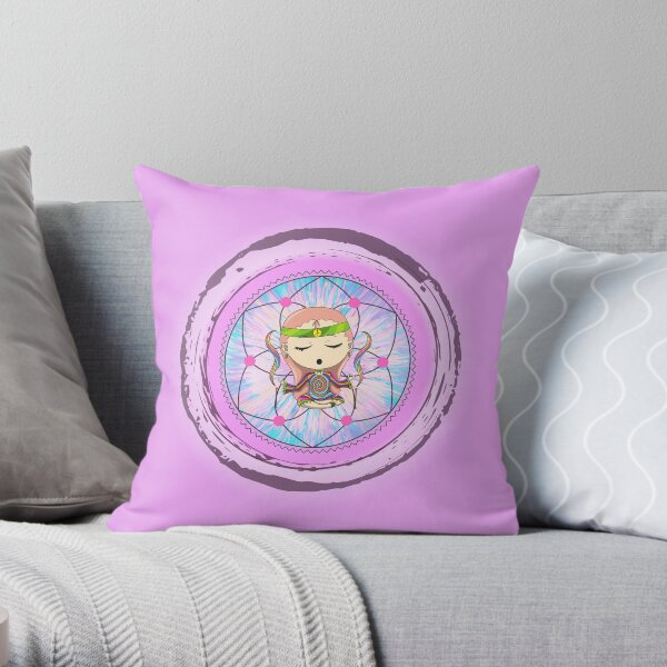 Namaste Yogi - Energy Art - Acrylic Painting & Digital Art Design Throw Pillow