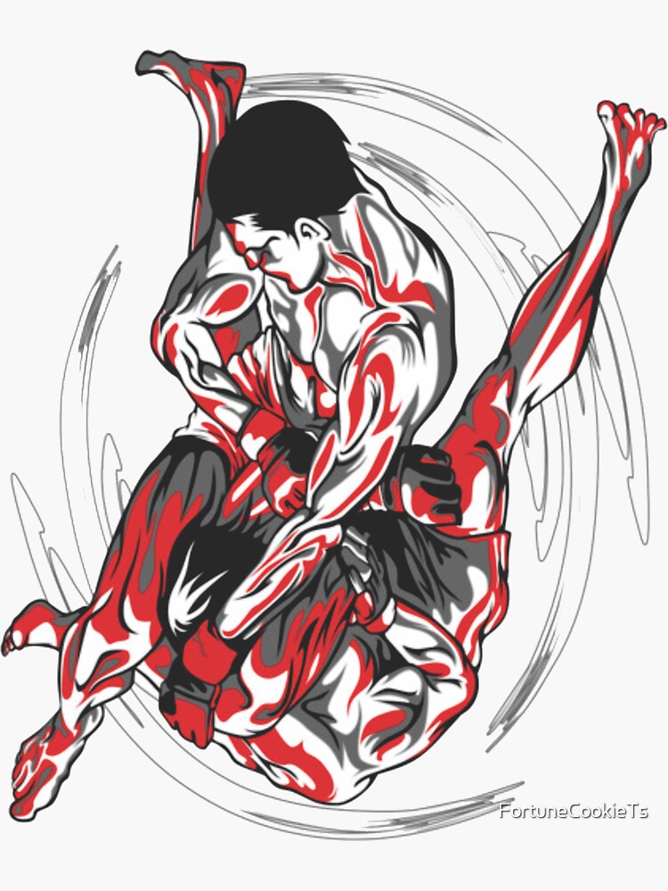 "JiuJitsu Sparring " Sticker by FortuneCookieTs Redbubble