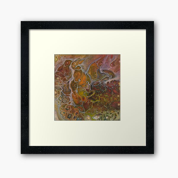 Flow Art Collection – Browns & Greens - Acrylic Paint Pouring Framed Art Print