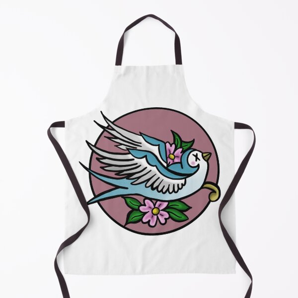 Item preview, Pink background Blue swallow bird - traditional tattoo designed and sold by morganbethdraws.