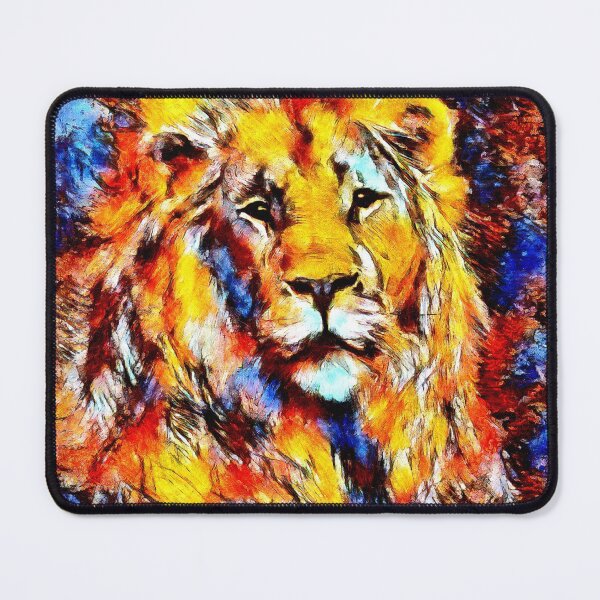 Item preview, Painterly Vintage Head of a Lion in Blue and Gold designed and sold by SeaChangeDesign.