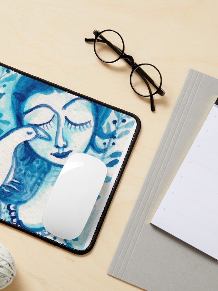 Alternate view of Way To Blue, Bird Woman, Girl Pets, Floral Foliage Meloearth Mouse Pad