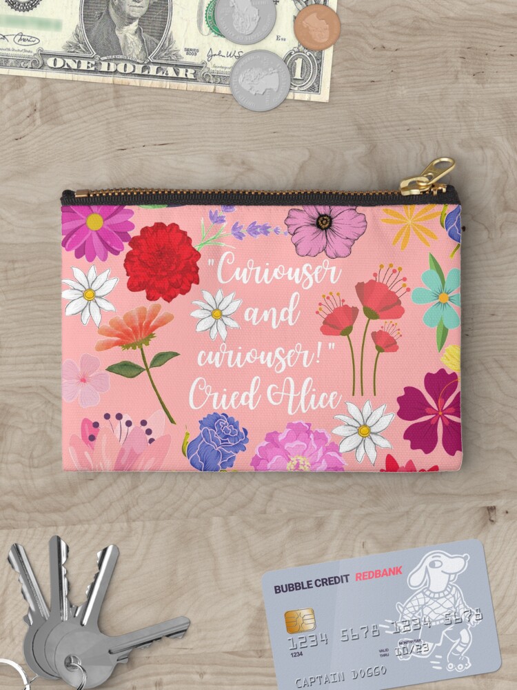 Thumbnail 3 of 4, Zipper Pouch, Curiouser and Curiouser Alice In Wonderland Quote and Art designed and sold by Dollfacedesign.