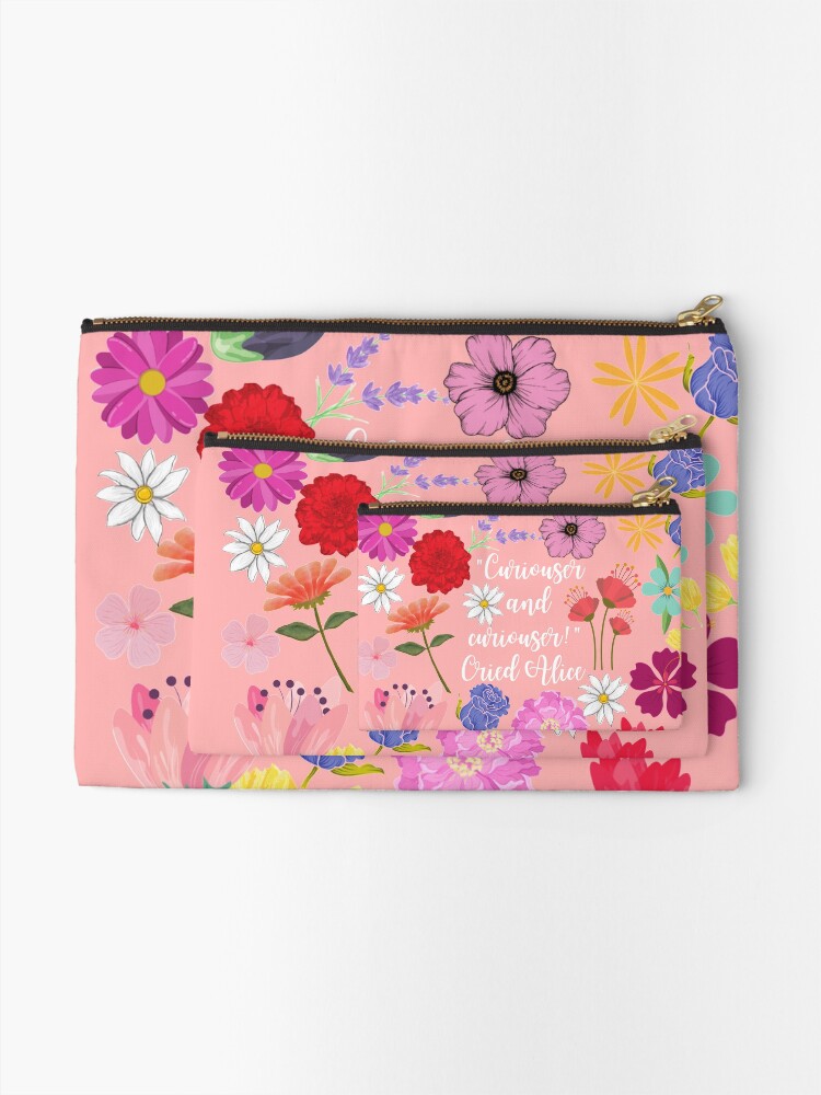 Thumbnail 2 of 4, Zipper Pouch, Curiouser and Curiouser Alice In Wonderland Quote and Art designed and sold by Dollfacedesign.