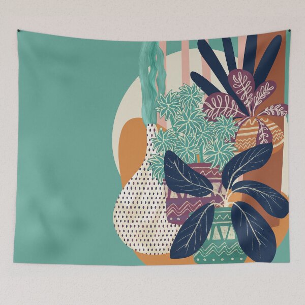 Item preview, Hamptons style potted plant abstract collage. designed and sold by LaBellCreative.