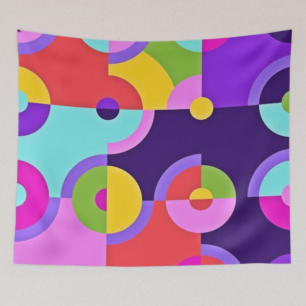 Item preview, Fun Purple Blue Green and Pink Geometric Shapes designed and sold by SeaChangeDesign.