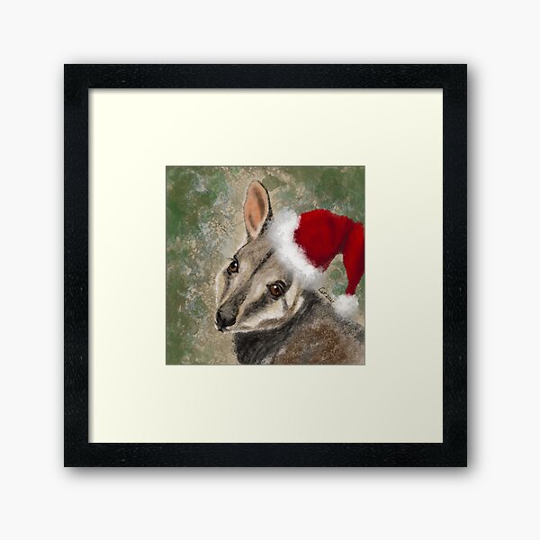 Christmas Rock Wallaby Framed Art Print