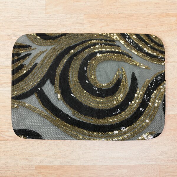 Item preview, Fashionable black and Gold polyester sequined tulle embroidery fabric designed and sold by Poetic4Passion.