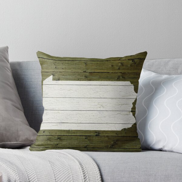 Artikelvorschau, Map Of Pennsylvania State Outline White Distressed Paint On Reclaimed Wood Planks. entworfen und verkauft von map-lover.