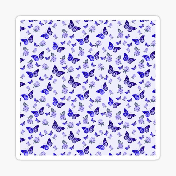 Item preview, Blue Rose flowers and blue butterfly pattern designed and sold by Cheni-Yathri.