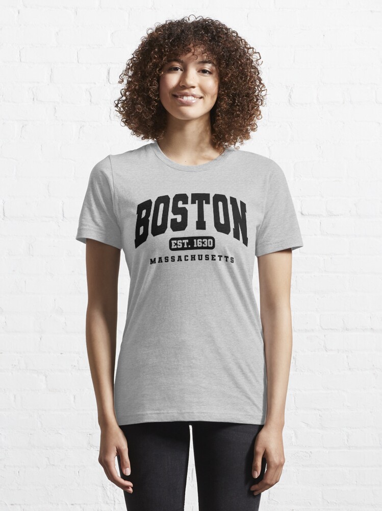  Boston Varsity Style Red with Black Text V-Neck T