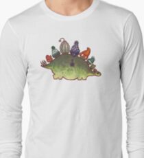 Green Stegosaurus Derposaur with Hats Long Sleeve T-Shirt