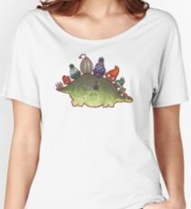 Green Stegosaurus Derposaur with Hats Women's Relaxed Fit T-Shirt