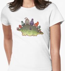 Green Stegosaurus Derposaur with Hats Women's Fitted T-Shirt