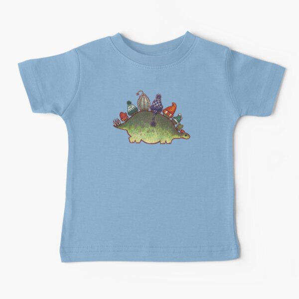 Green Stegosaurus Derposaur with Hats Baby T-Shirt