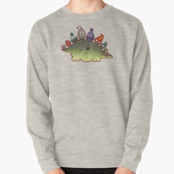 Green Stegosaurus Derposaur with Hats Pullover Sweatshirt
