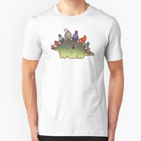 Green Stegosaurus Derposaur with Hats Slim Fit T-Shirt